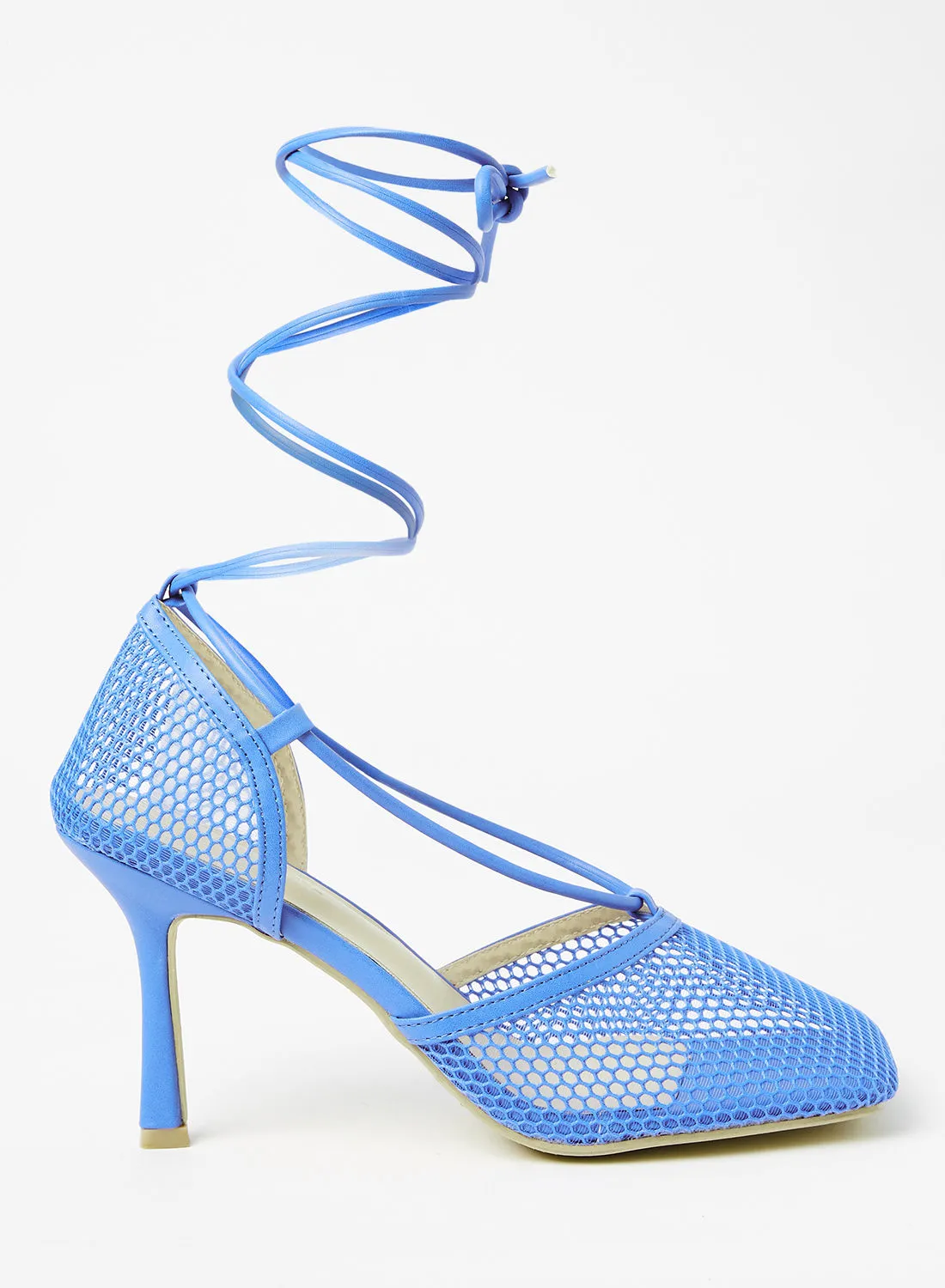 LABEL RAIL حذاء ذو ​​كعب عالٍ مزود برباط أزرق