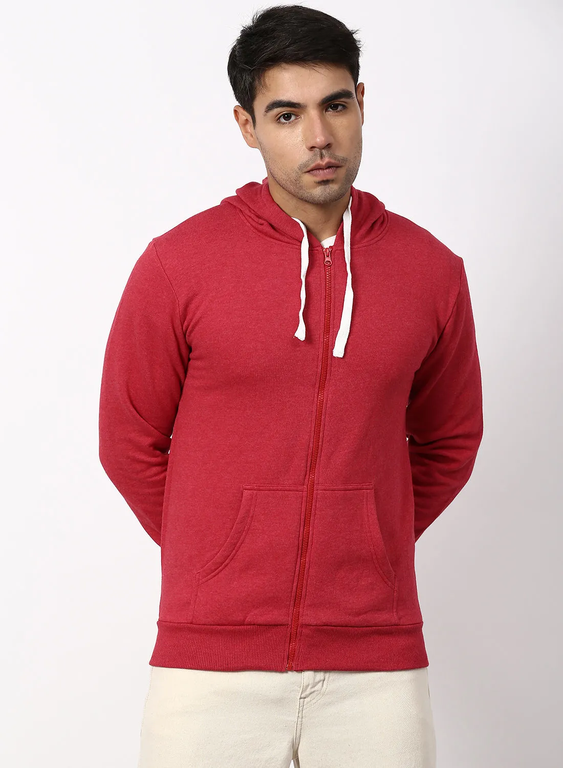 Campus Sutra Stylish Comfortable Hoodie Light Maroon Red