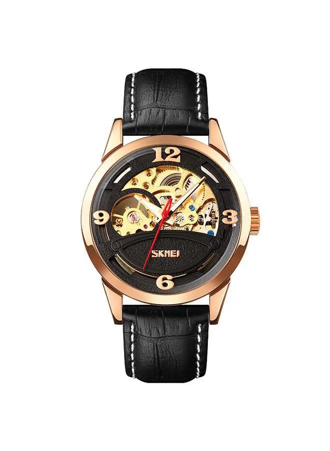 SKMEI Men's 9226  Luxury Gold Relogio Custom Logo Leather Band Automatic Watch