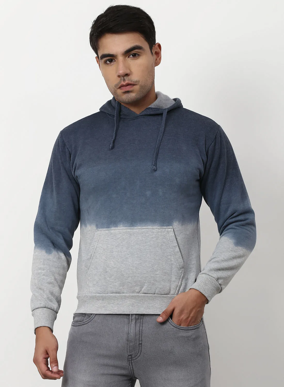 Campus Sutra Stylish Comfortable Hoodie Light Grey/Blue