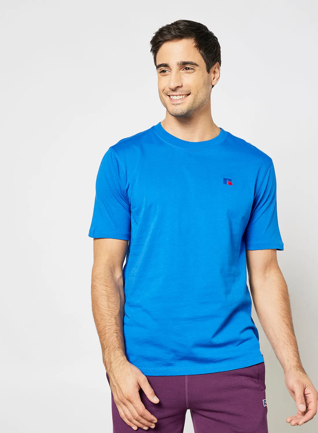 Russell Athletic Embroidered Logo Crew T-Shirt Blue