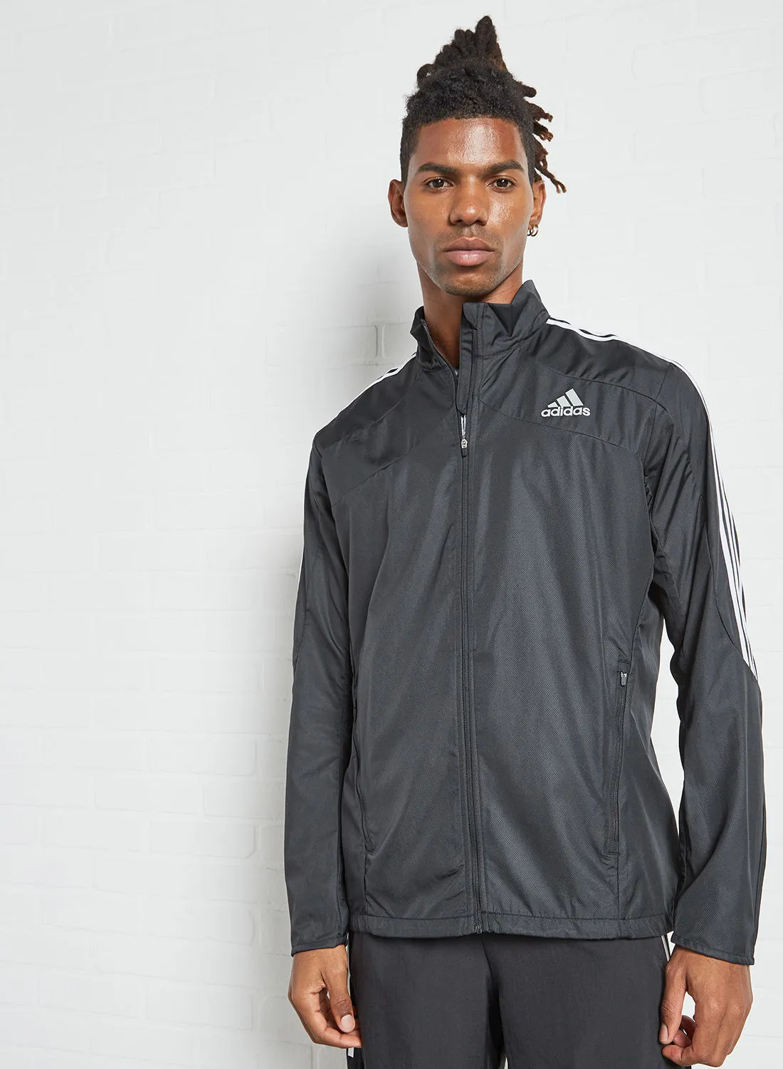 adidas Marathon 3-Stripes Running Jacket Black
