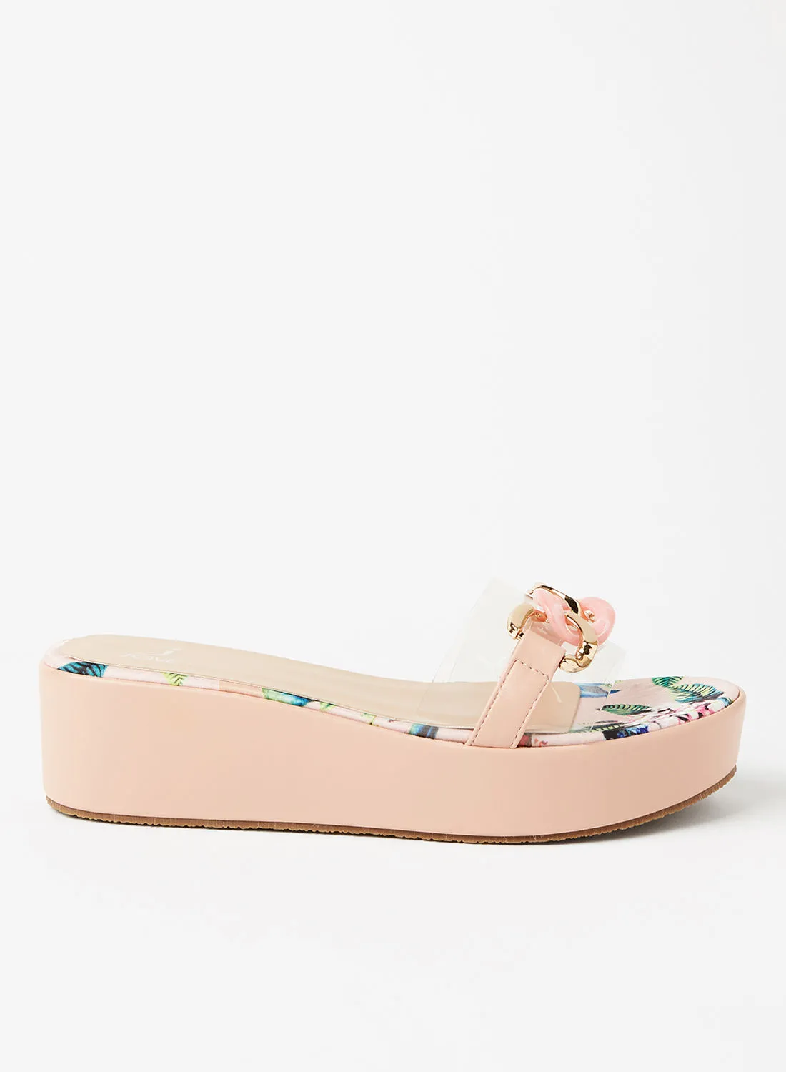 Jove Casual Slip-On Platform Sandals Pink/Gold