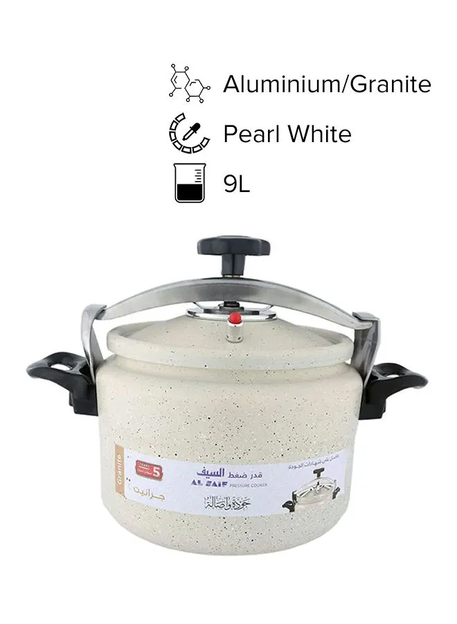 Alsaif Aluminium Granite Pressure Cooker Pearl White 9L