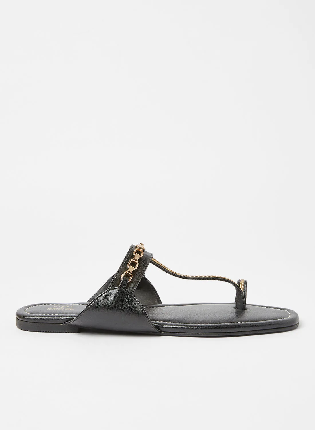 Sivvi x D'Atelier Chain Embellished Flat Sandals Black