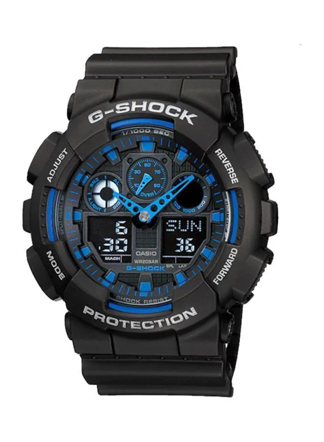 G-SHOCK Men's Round Shape Rubber Strap Analog & Digital Wrist Watch 51 mm - Black - GA-100-1A2DR