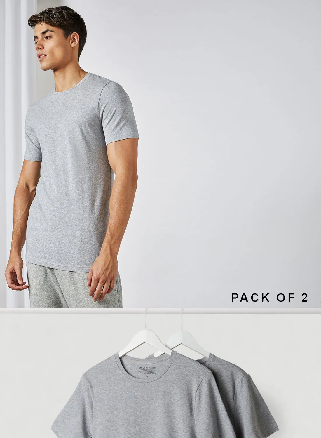 Bread and Boxers Solid Short Sleeve T-Shirt Grey Melange