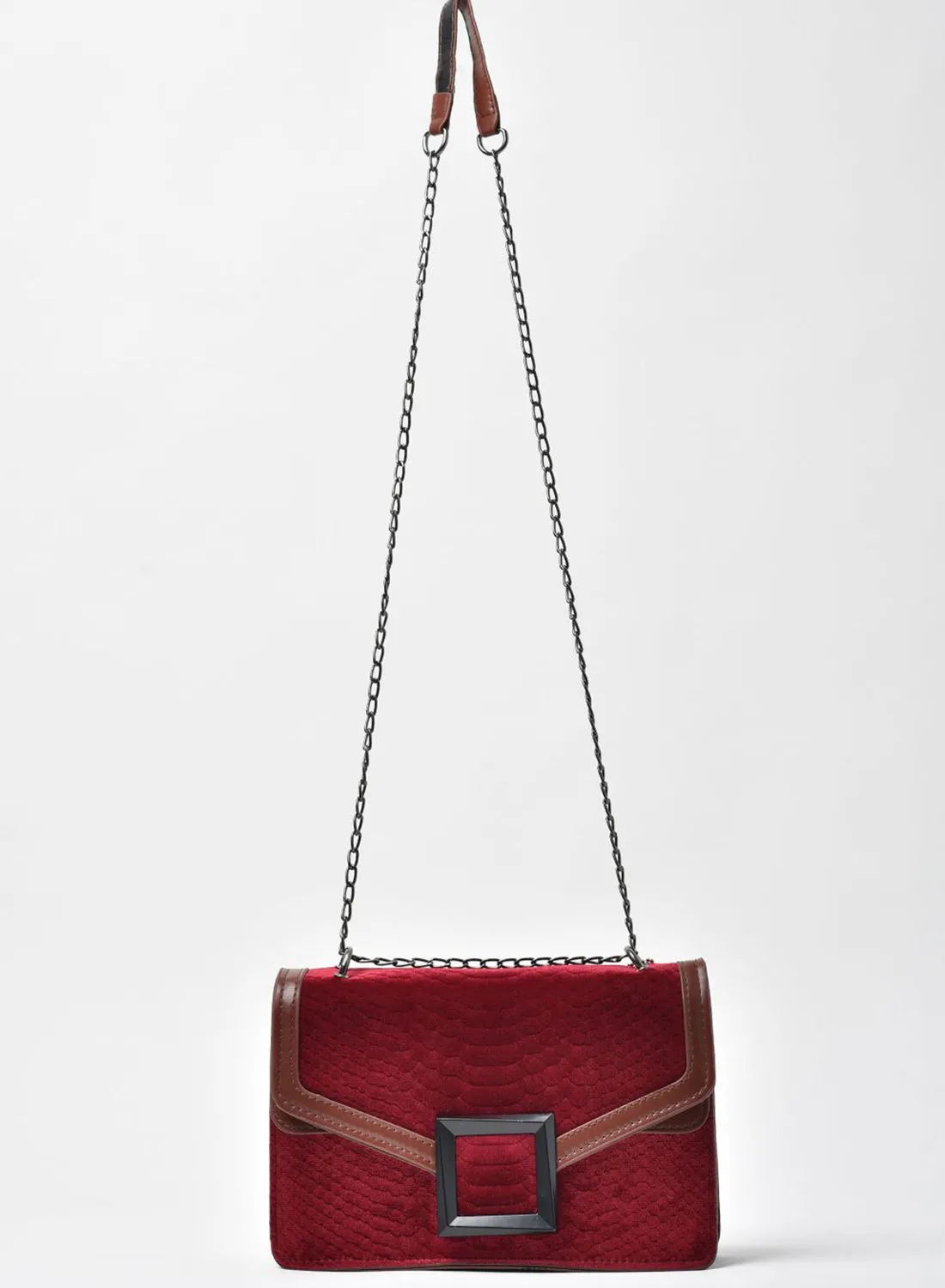 Jove Animal Pattern Chain Strap Crossbody Bag Red/Brown