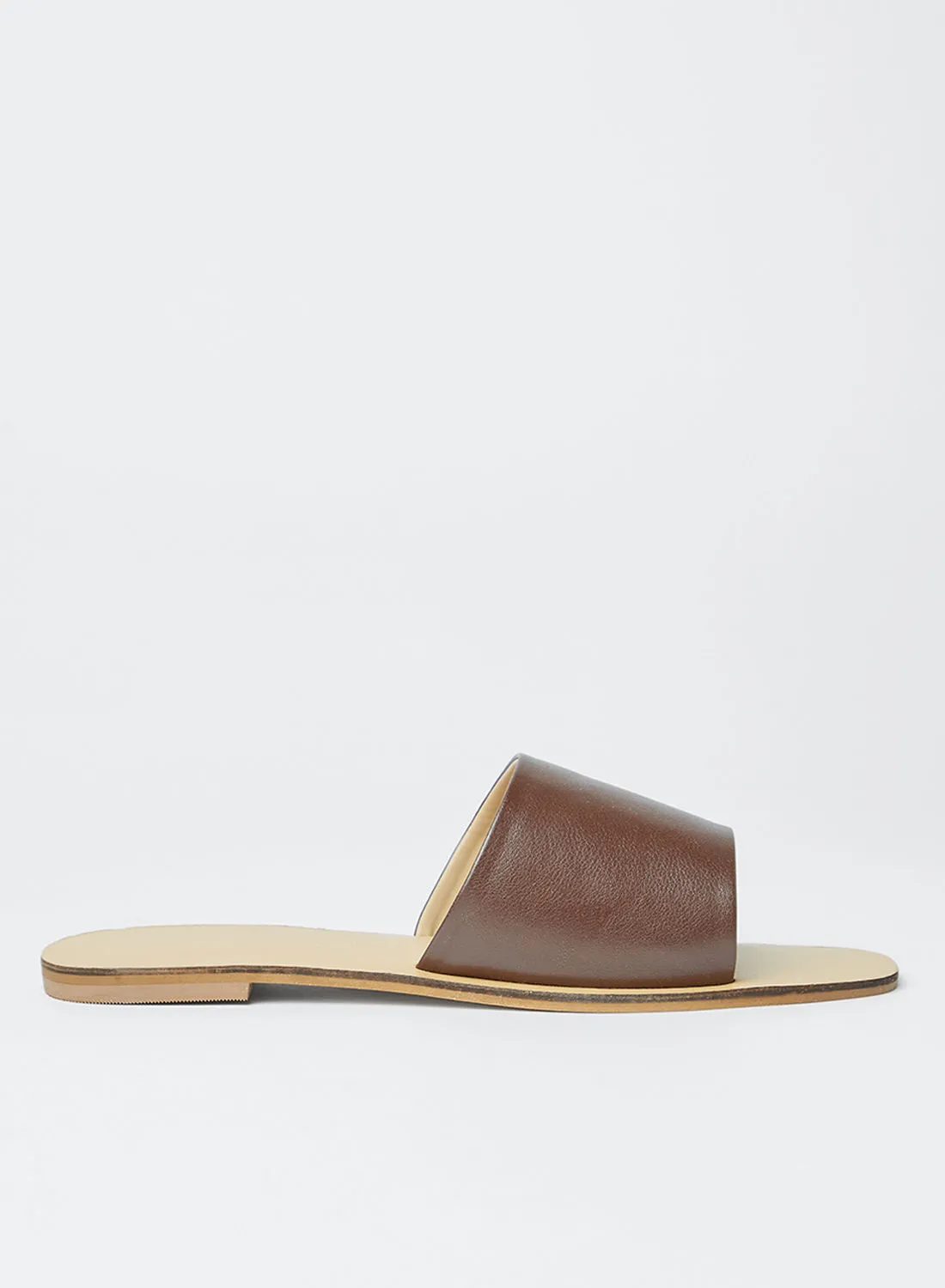 Sivvi x GenM Faux Leather Flat Sandals Brown