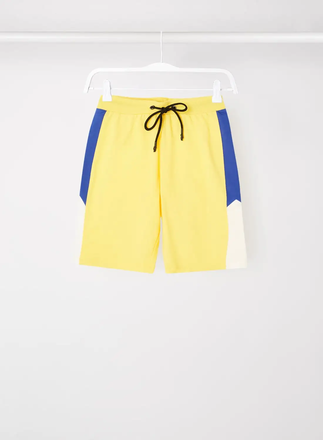 ABOF Colourblock Pattern Elastic Waistband Drawstring Shorts Yellow/Blue/White