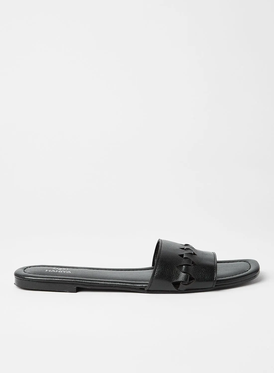 SIVVI for HANIYA Textured Slip On Flat Sandals Black