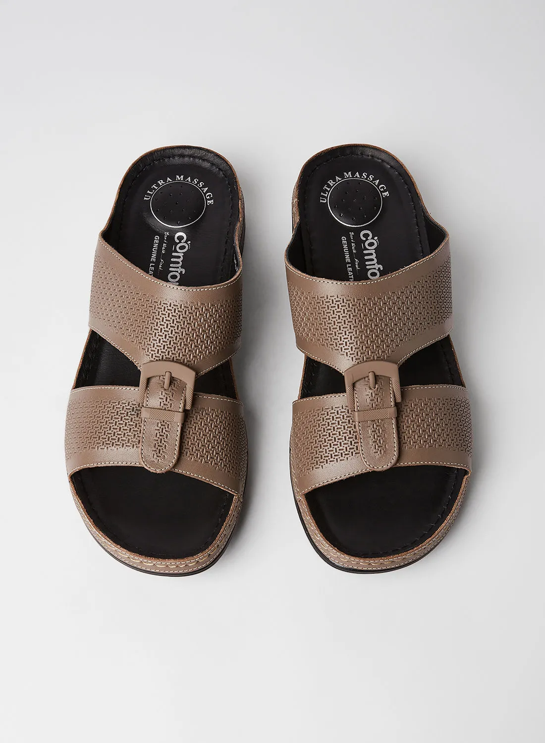 Comfort Plus Textured Leather Sandals Stone