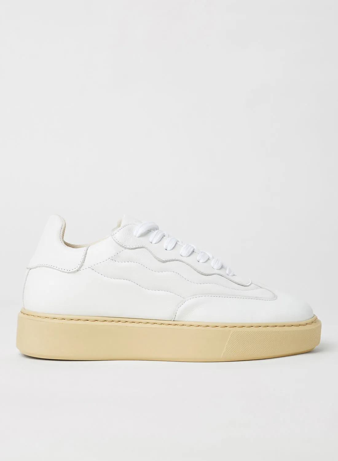 SELECTED FEMME Stitch Detail Leather Sneakers White
