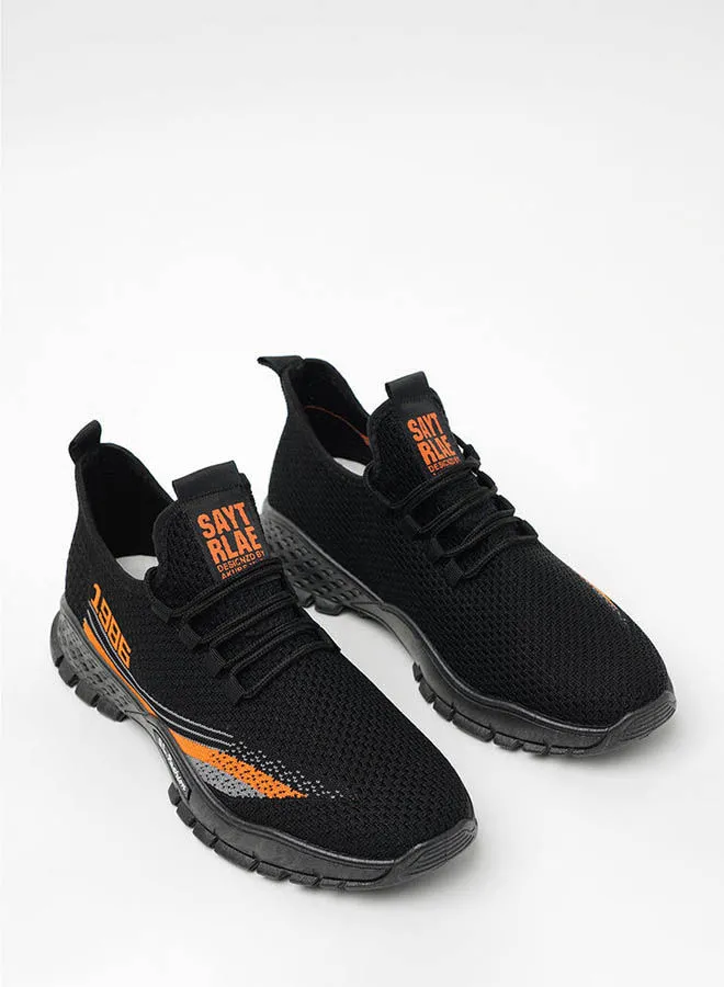 Cobblerz Men's Lace-Up Low Top Sneakers Black/Orange