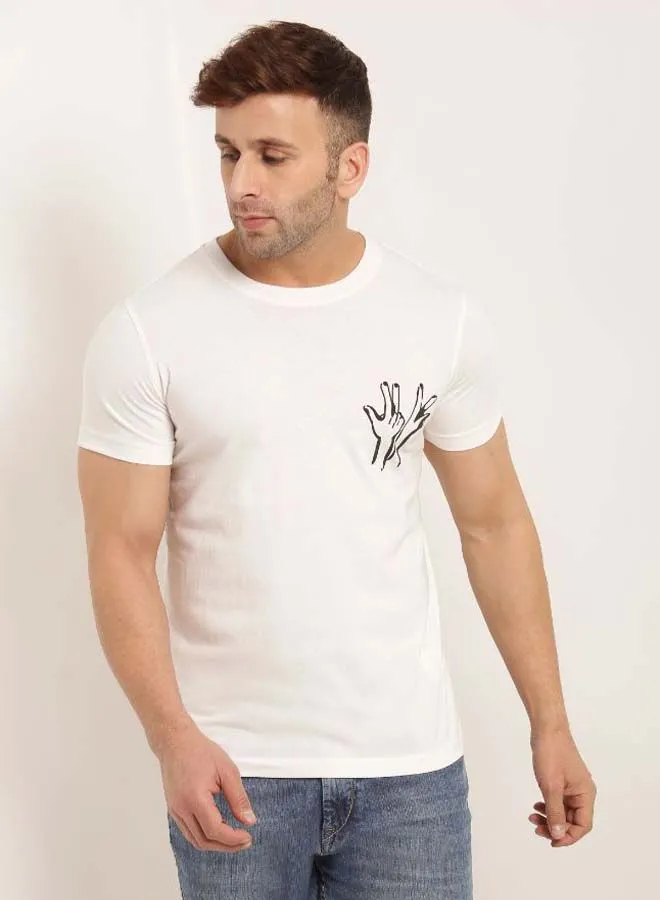 QUWA Printed Short Sleeves T-Shirt Off White