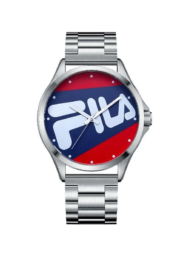 FILA Analog Watch For Men Stainless Steel Case White, Red and Blue  Logo Display Stainless Steel Bracelet