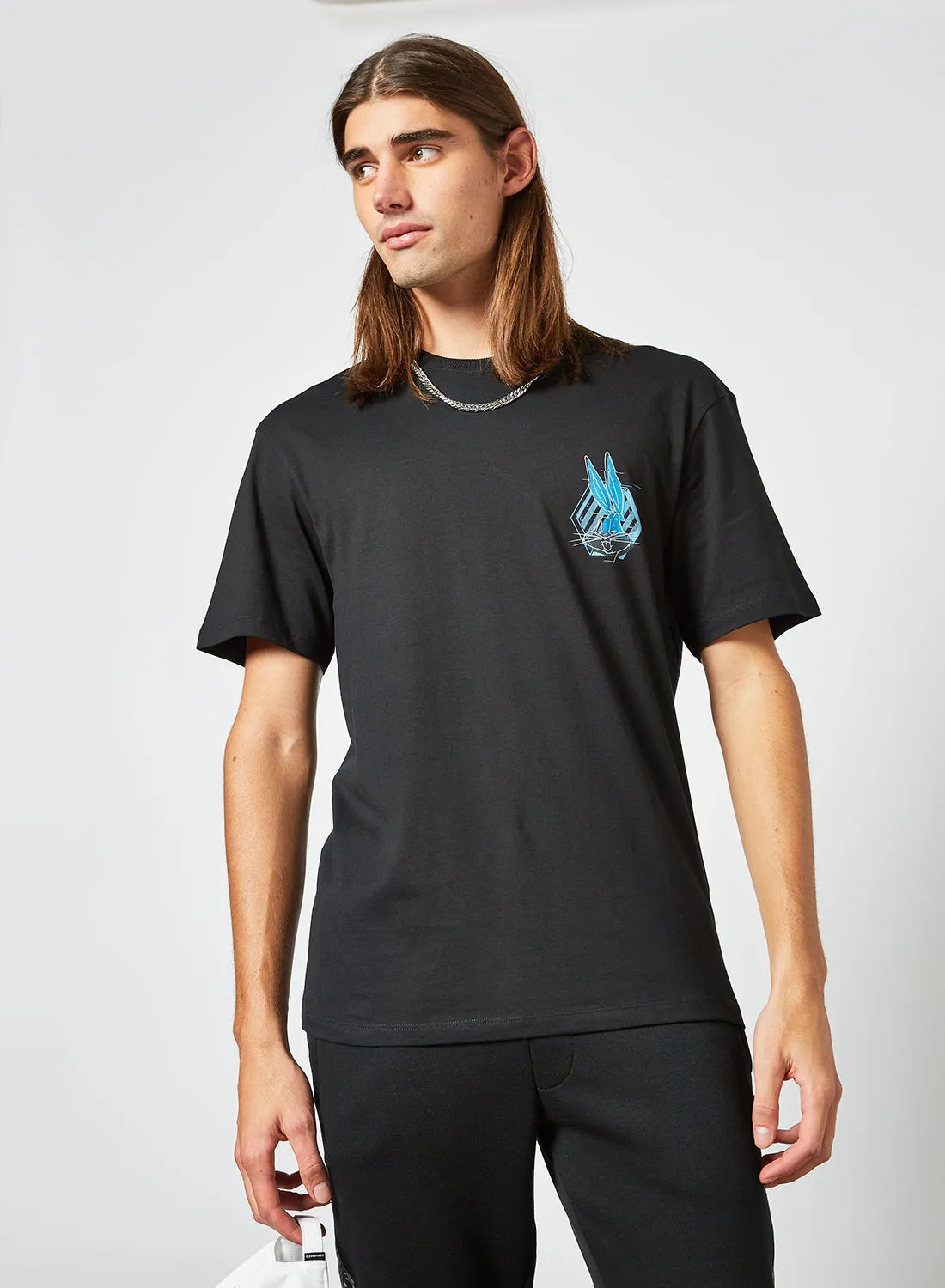 JACK & JONES Crew Neck Graphic T-Shirt أسود