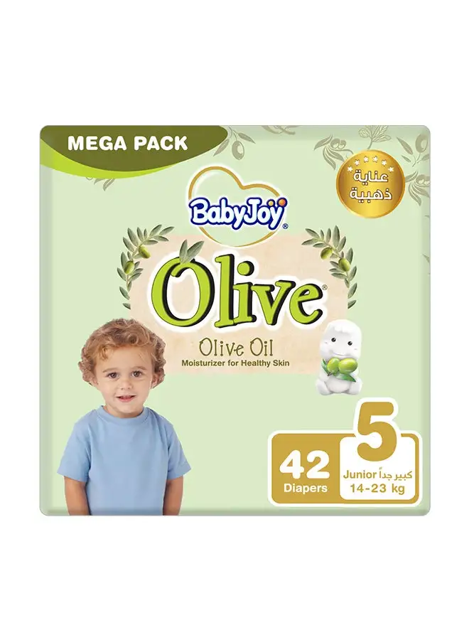BabyJoy Olive Oil, Size 5 Junior, 14 to 23 kg, Mega Pack, 42 Diapers