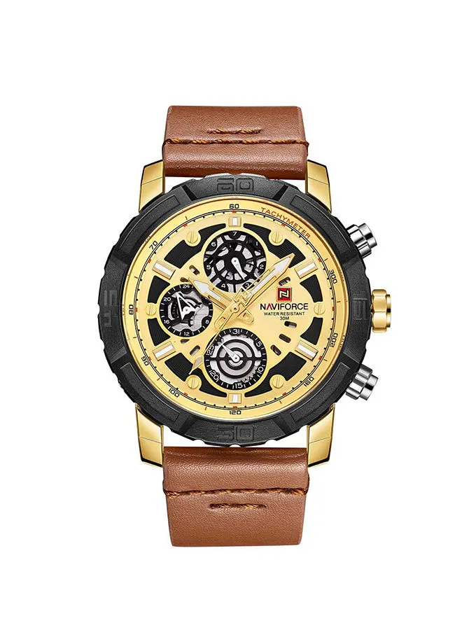 NAVIFORCE Men's Men's Leather Strap Analog Wrist Watch NF9139  Light Brown