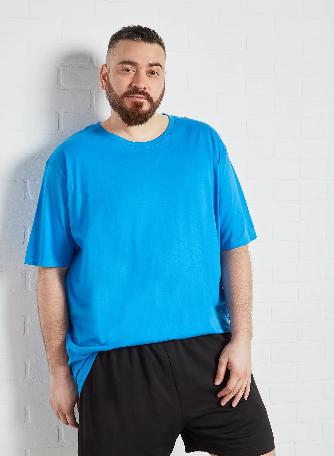 D555 Plus Size Crew Neck T-Shirt Turquoise