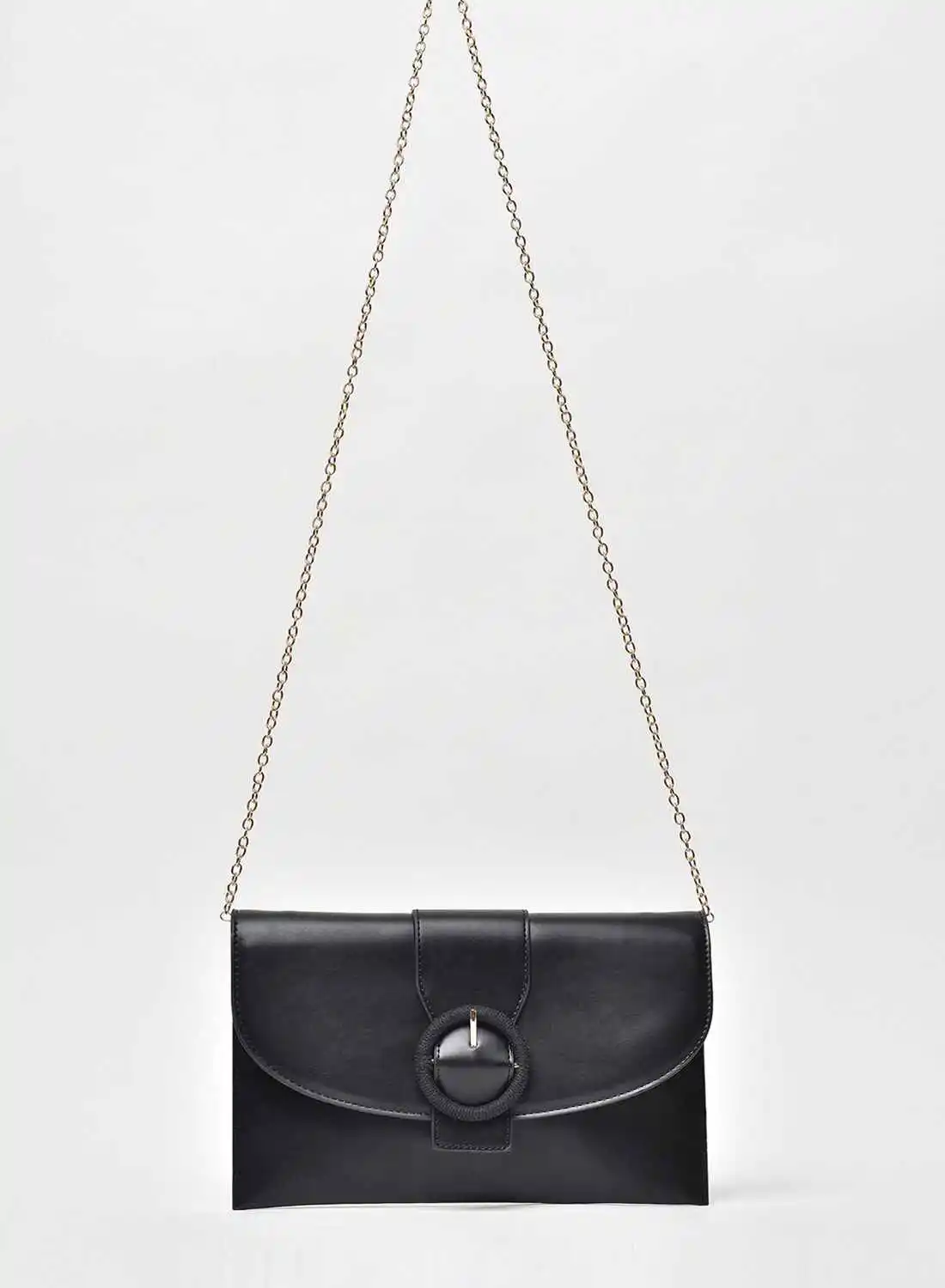 Jove Stylish Solid Pattern Chain Strap Crossbody Bag Black