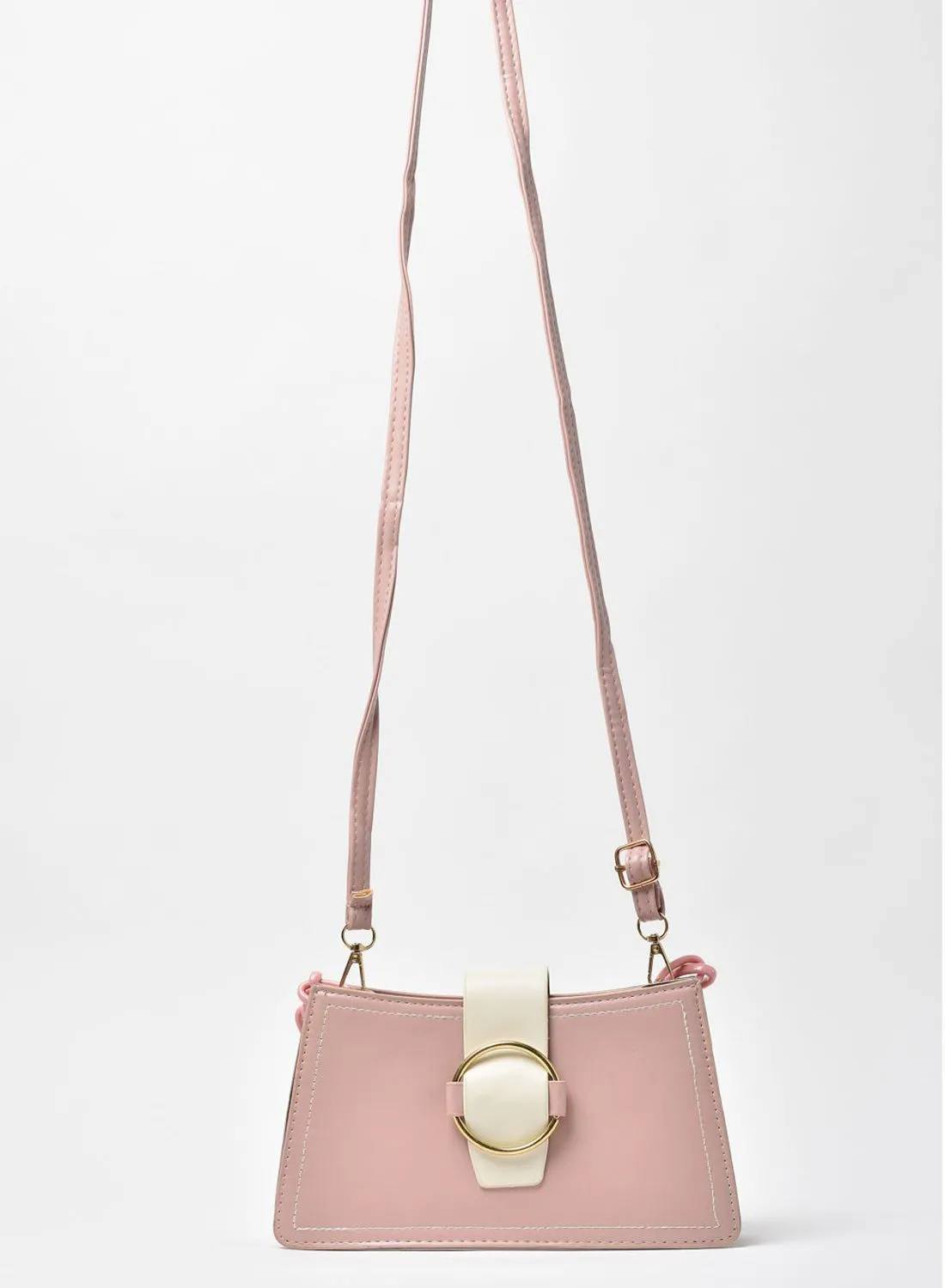 Jove Solid Pattern Crossbody Bag Pink/White