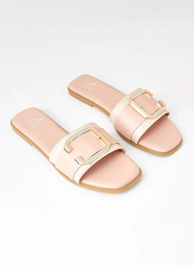 Jove Stylish Comfortable Flat Sandals Beige/Pink