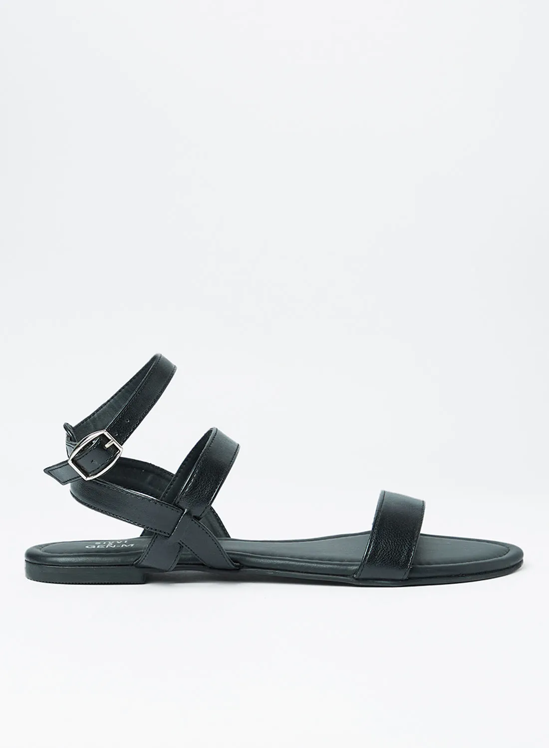 Sivvi x GenM Strappy Flat Sandals Black