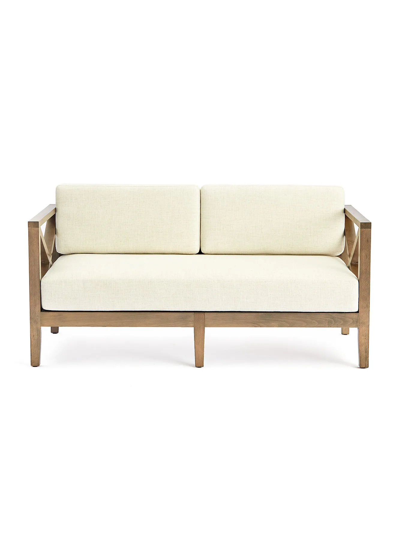 ebb & flow Sofa Luxurious - Cream/Brown Wood Couch - 1380 X 700 X 705 - 2 Seater Sofa Relaxing Sofa