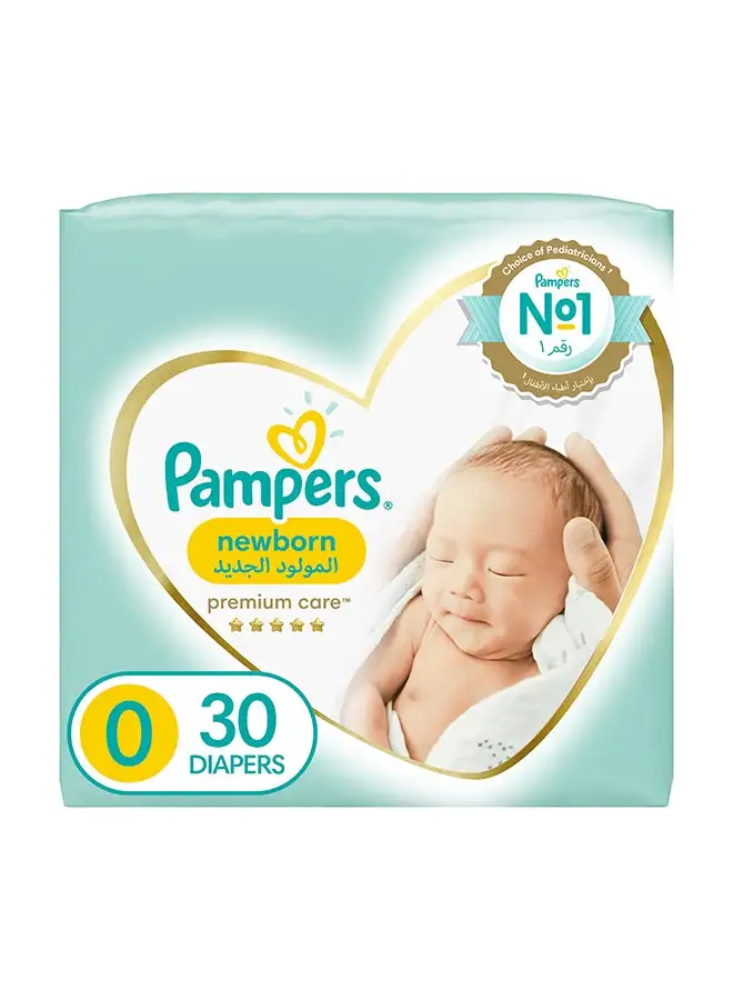 Pampers Premium Care Taped Diapers Size 0 Carry Pack 30 Count