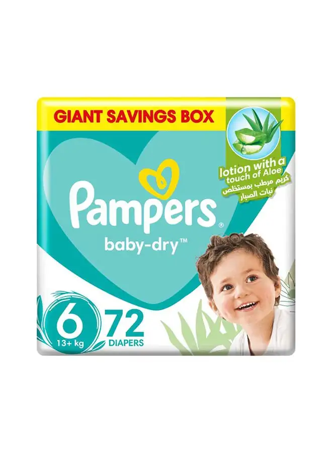 Pampers Aloe Vera Taped Diapers Size 6 Mega Box 72 Count
