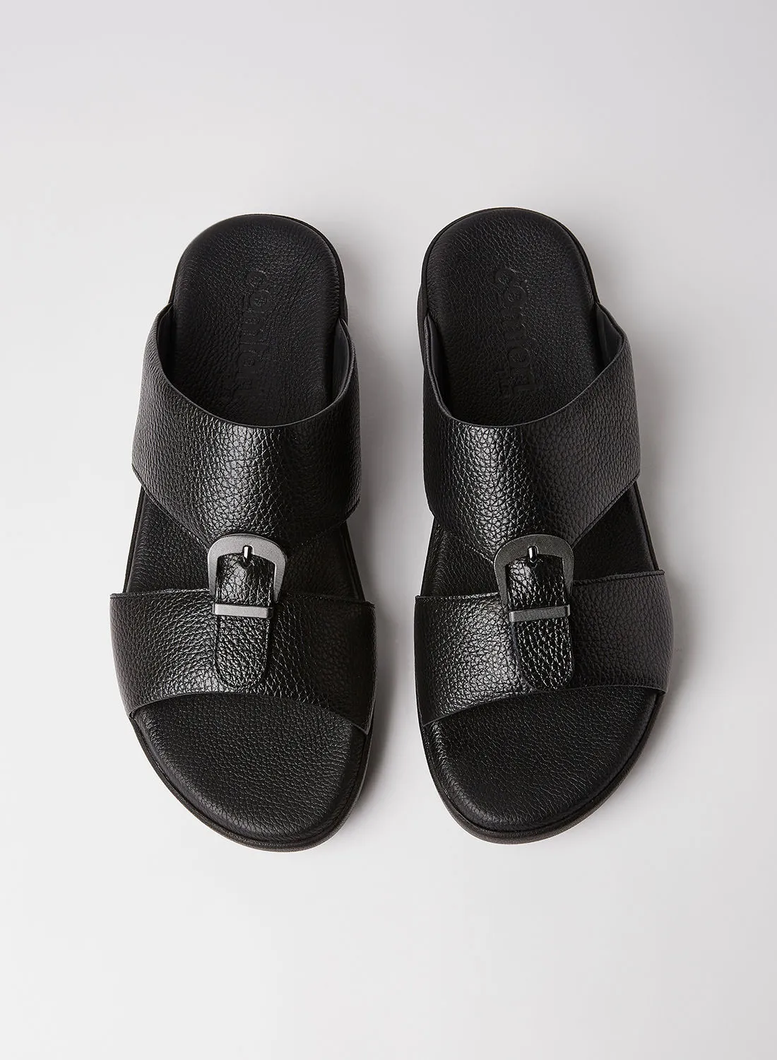 Comfort Plus Pebble Texture Flat Sandals Black
