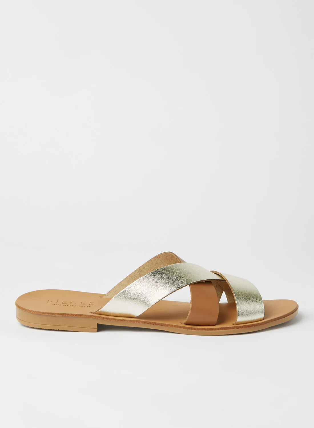 PIECES Naomi Leather Sandals Gold