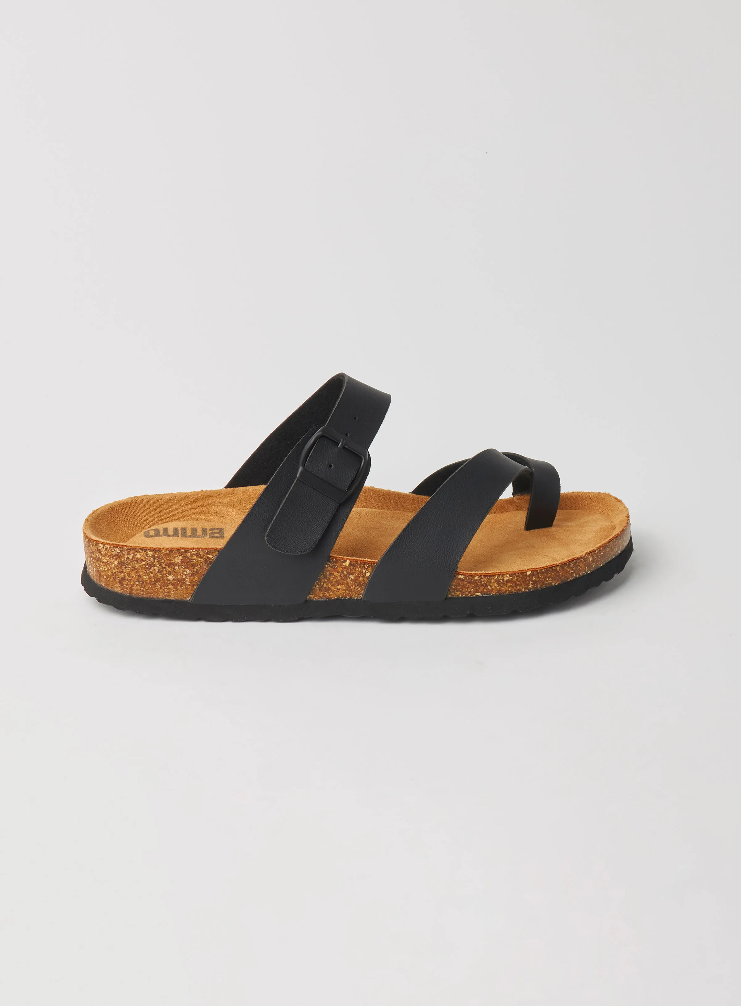 QUWA Casual Flat Slip-On Sandals Black 