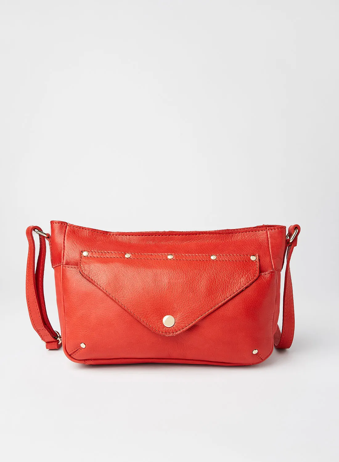 PIECES Tilla Leather Crossbody Bag Tango Red