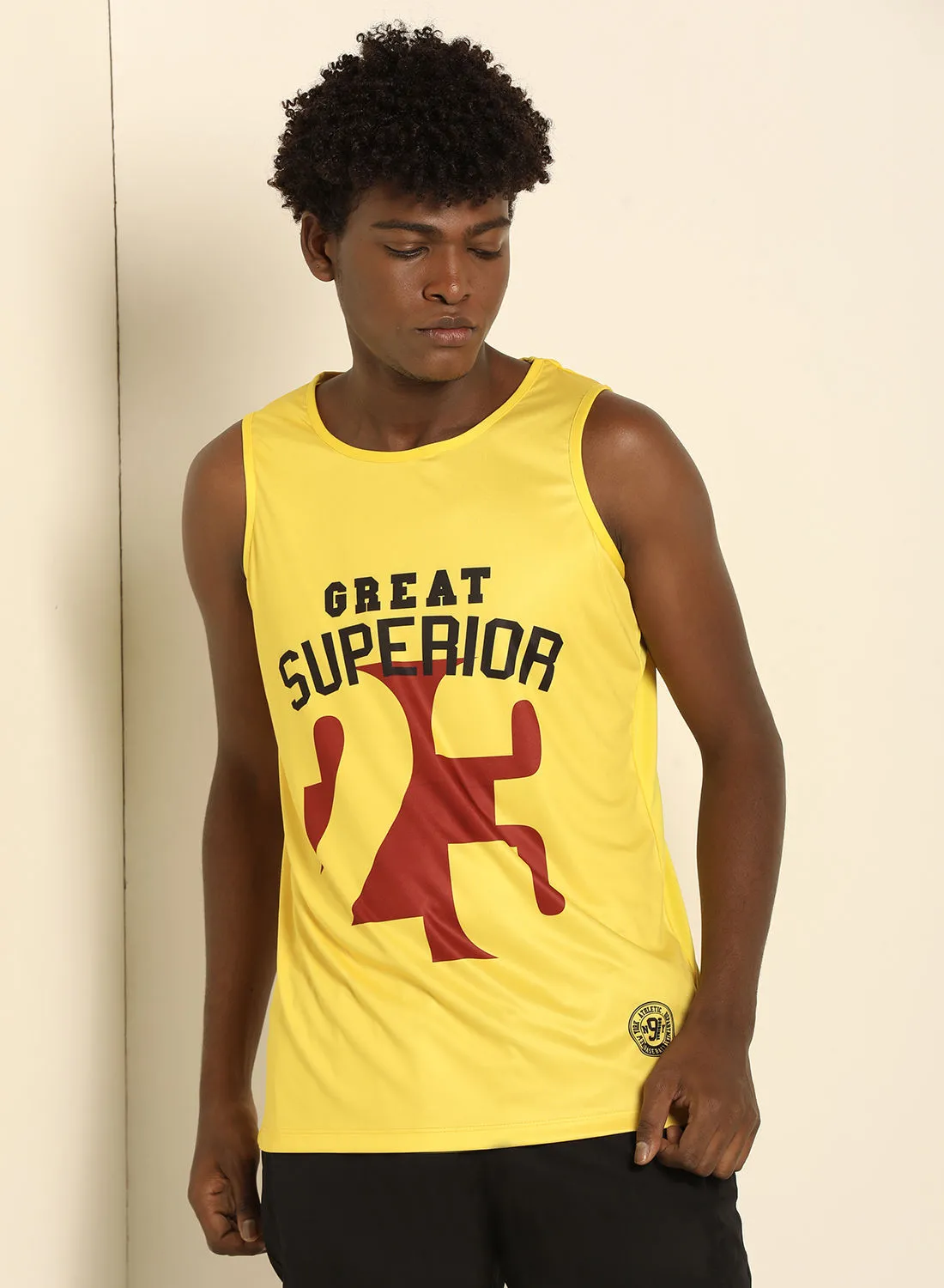 ABOF Basic Regular Fit Round Neck Great Superior Printed Vest Yellow/Black/Red