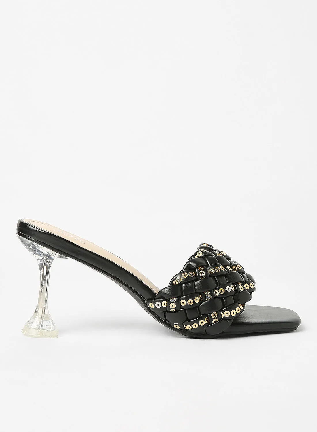 Jove Fashionable Heeled Sandals Black/Gold