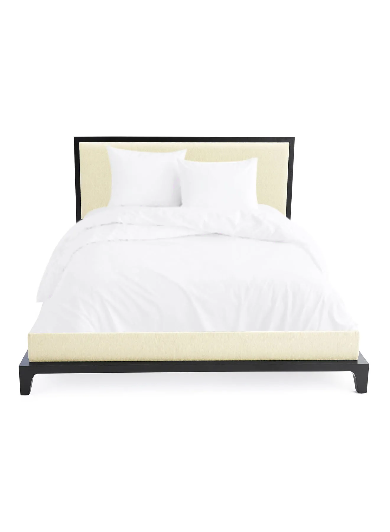 إطار سرير ebb & flow فاخر - سرير بحجم كوين - مجموعة مسمار أنيقة - لون أسود / بيج - مقاس 1660 × 2080 × 1100 - منزل فاخر