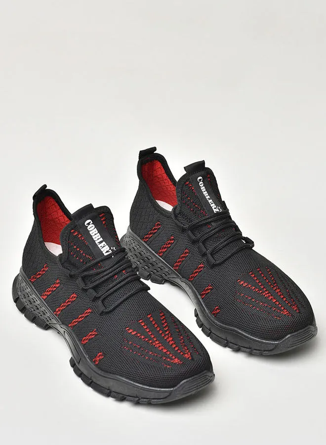 Cobblerz Men's Lace-Up Low Top Sneakers Black/Red