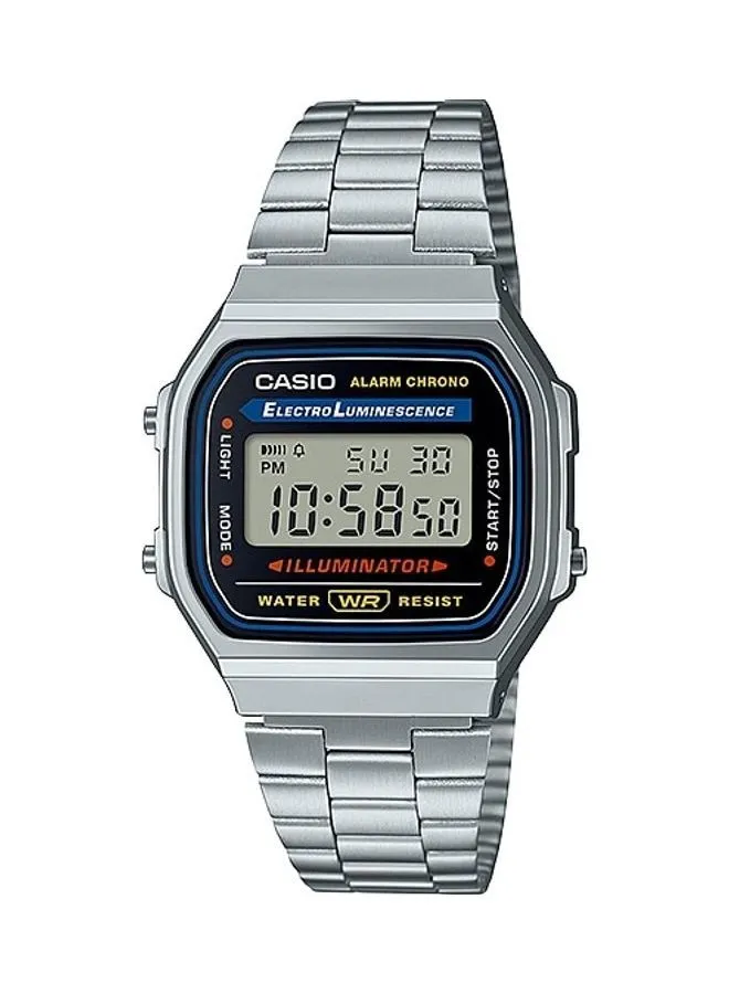 CASIO Vintage ساعة يد رقمية من الستانلس ستيل طراز A168WA-1WSDF