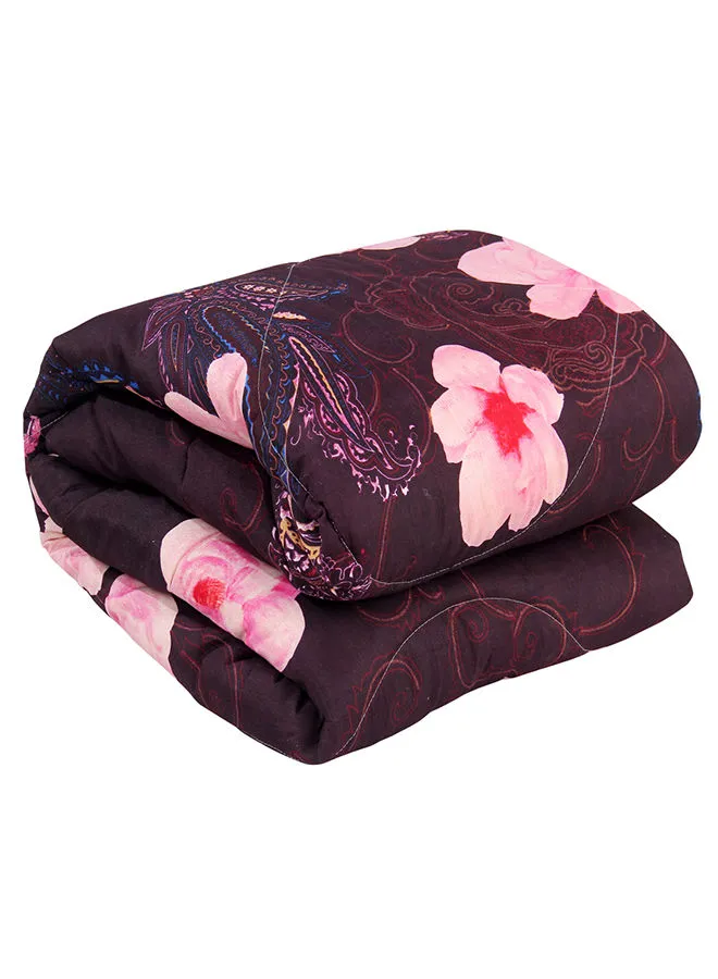 Hometown Comforter Set Bed Linen With Pillow Cover 50X70 Cm, Comforter 190X210 Cm- For Queen Size Mattress - Warm Brown/Pink 100% Poyester Soft, Lightweight & Warm