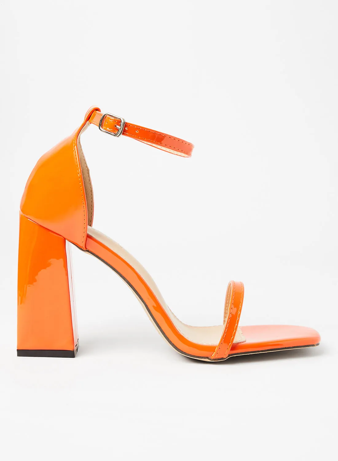 LABEL RAIL Ankle Strap Block Heel Sandals Orange