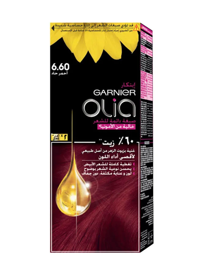 GARNIER Olia No Ammonia Permanent Haircolor 6.60 Intense Red Rouge Intense