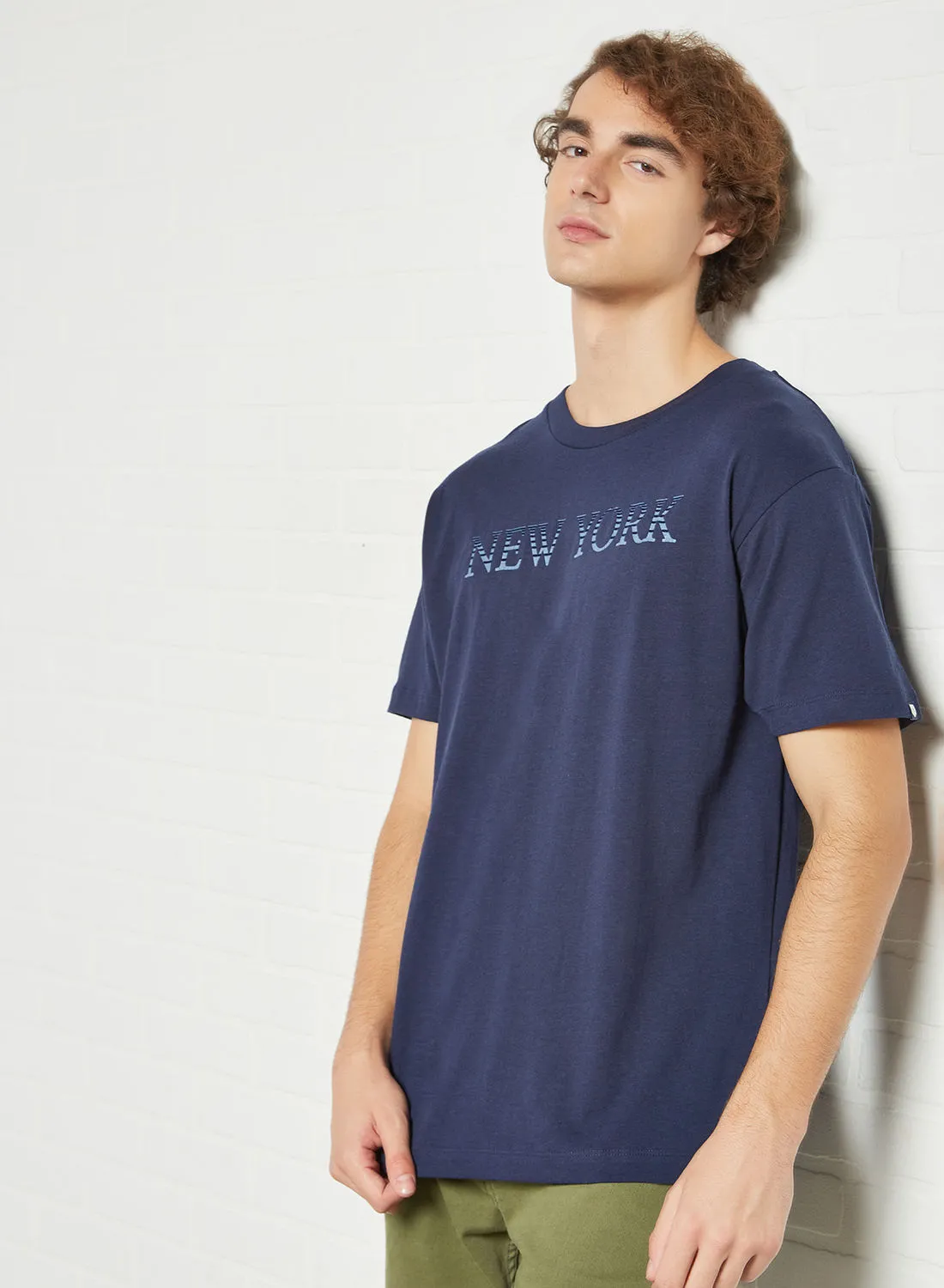 JACK & JONES New York Slogan Print T-Shirt Navy