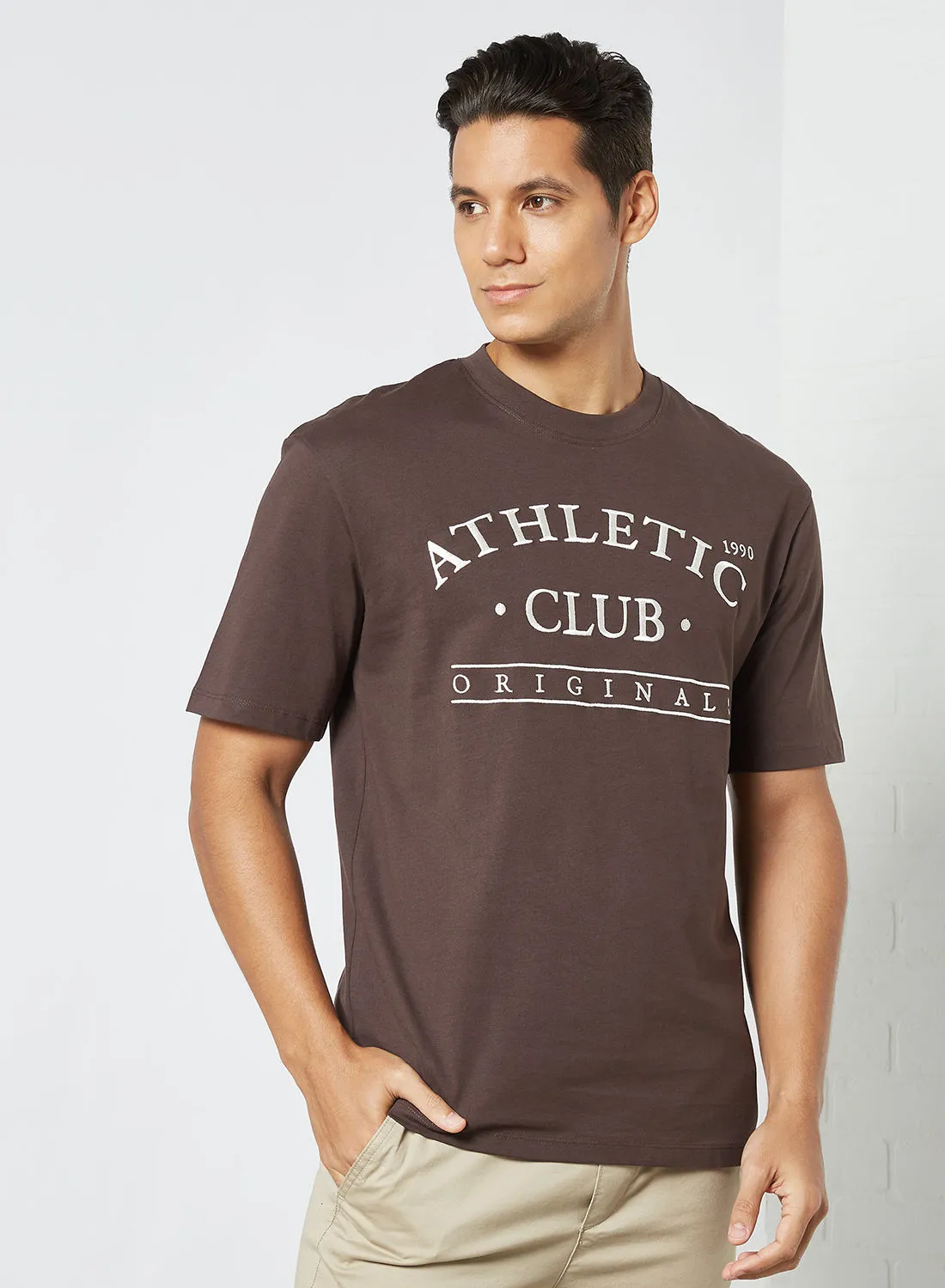 JACK & JONES Slogan Print T-Shirt Dark Brown