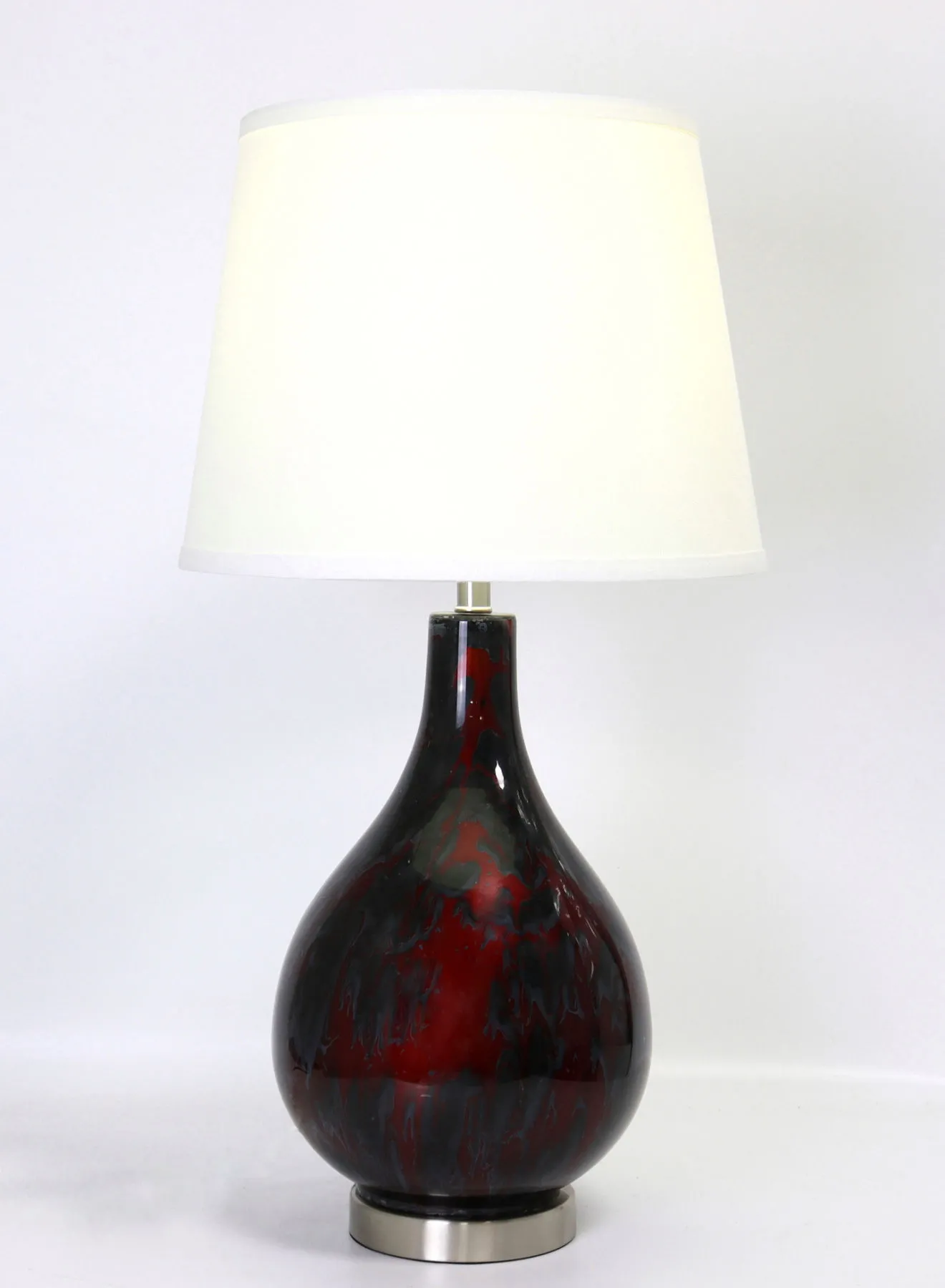 مصباح طاولة زجاجي بتصميم عصري من ebb & flow مادة فاخرة فريدة من نوعها ذات جودة عالية لمنزل أنيق مثالي RS-N71009-A أحمر / أسود 13 × 24.5