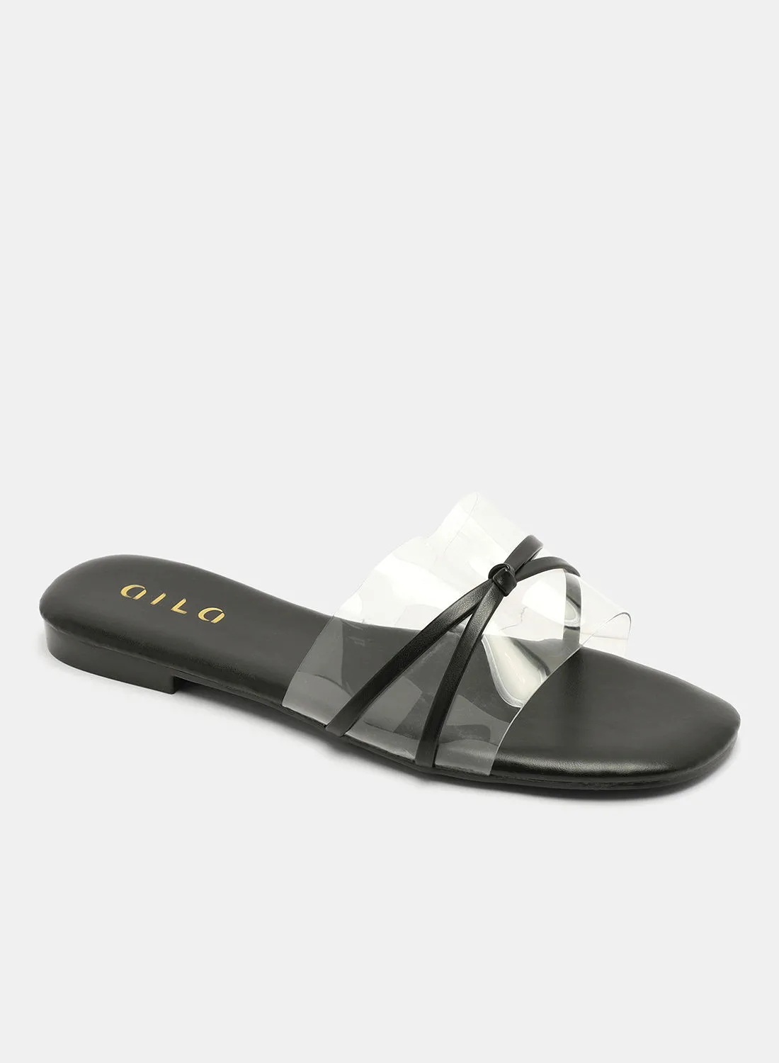 Aila Slip-On Casual Flat Sandals Black