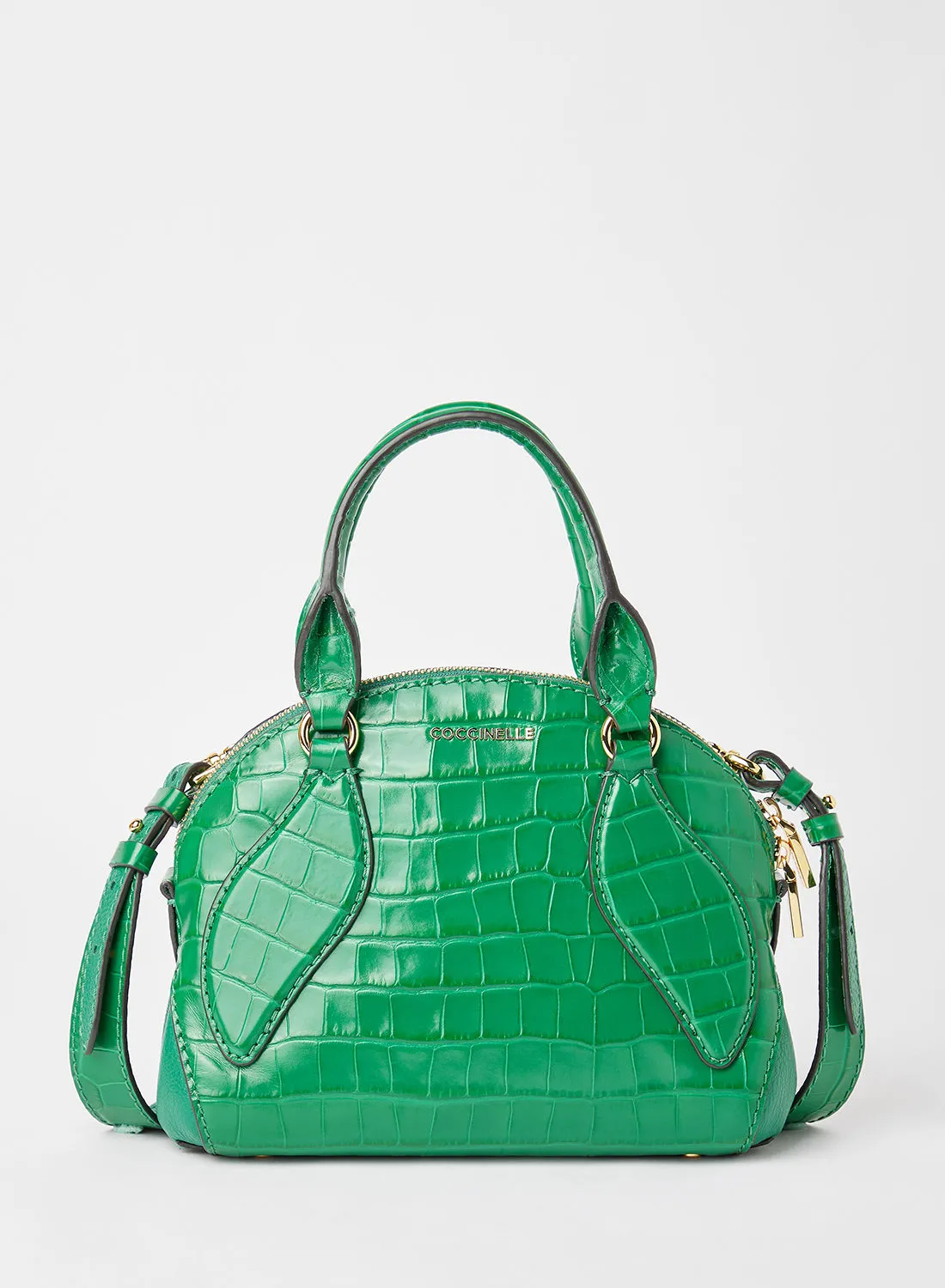 COCCINELLE Textured Leather Crossbody Bag Green