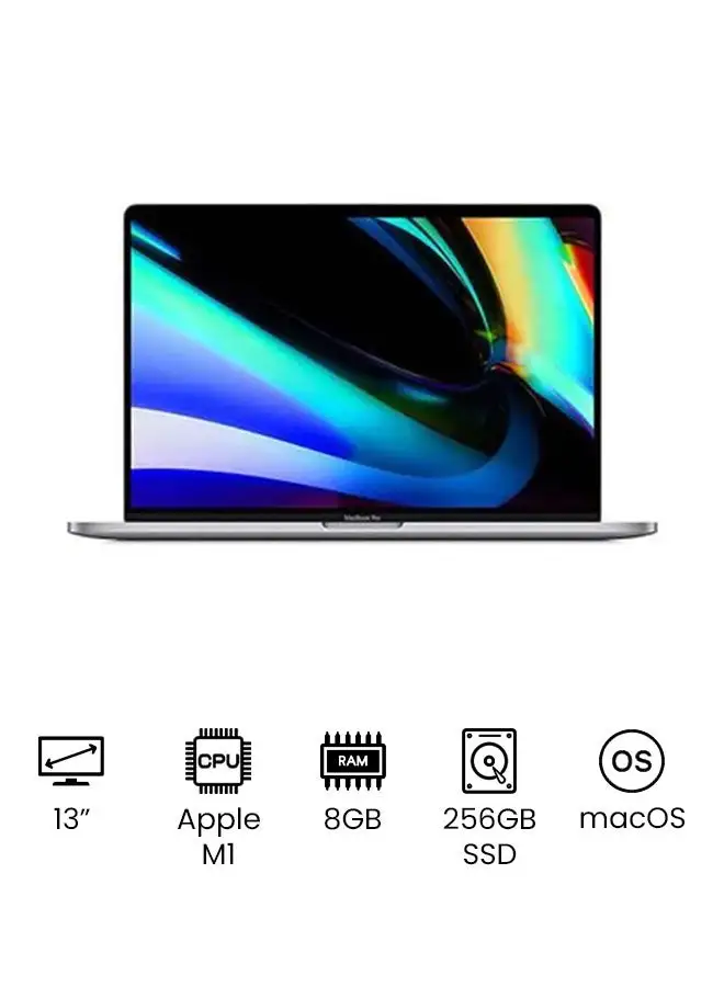 Apple MacBook Pro 13-Inch Display, Apple M1 Chip With 8-Core Processor And 8-Core Graphics/8GB RAM/256GB SSD/ English/Arabic Space Grey