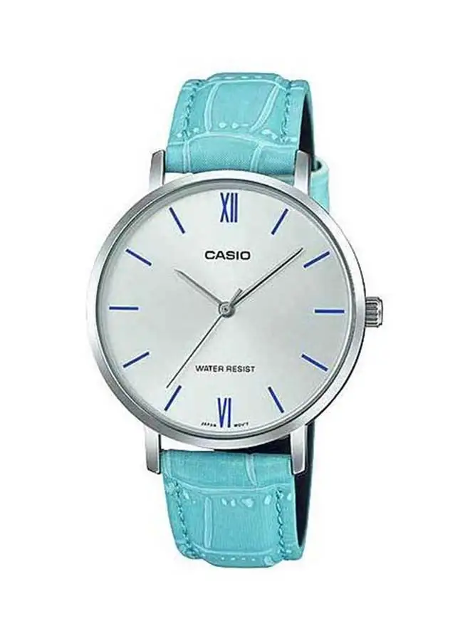 CASIO Women's Leather Analog Wrist Watch LTP-VT01L-7B3UDF - 33 mm - Blue